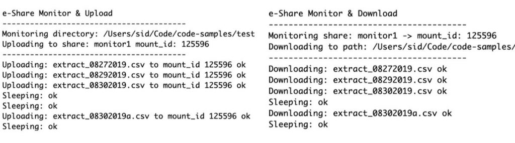 e-Share - Monitor upload & download